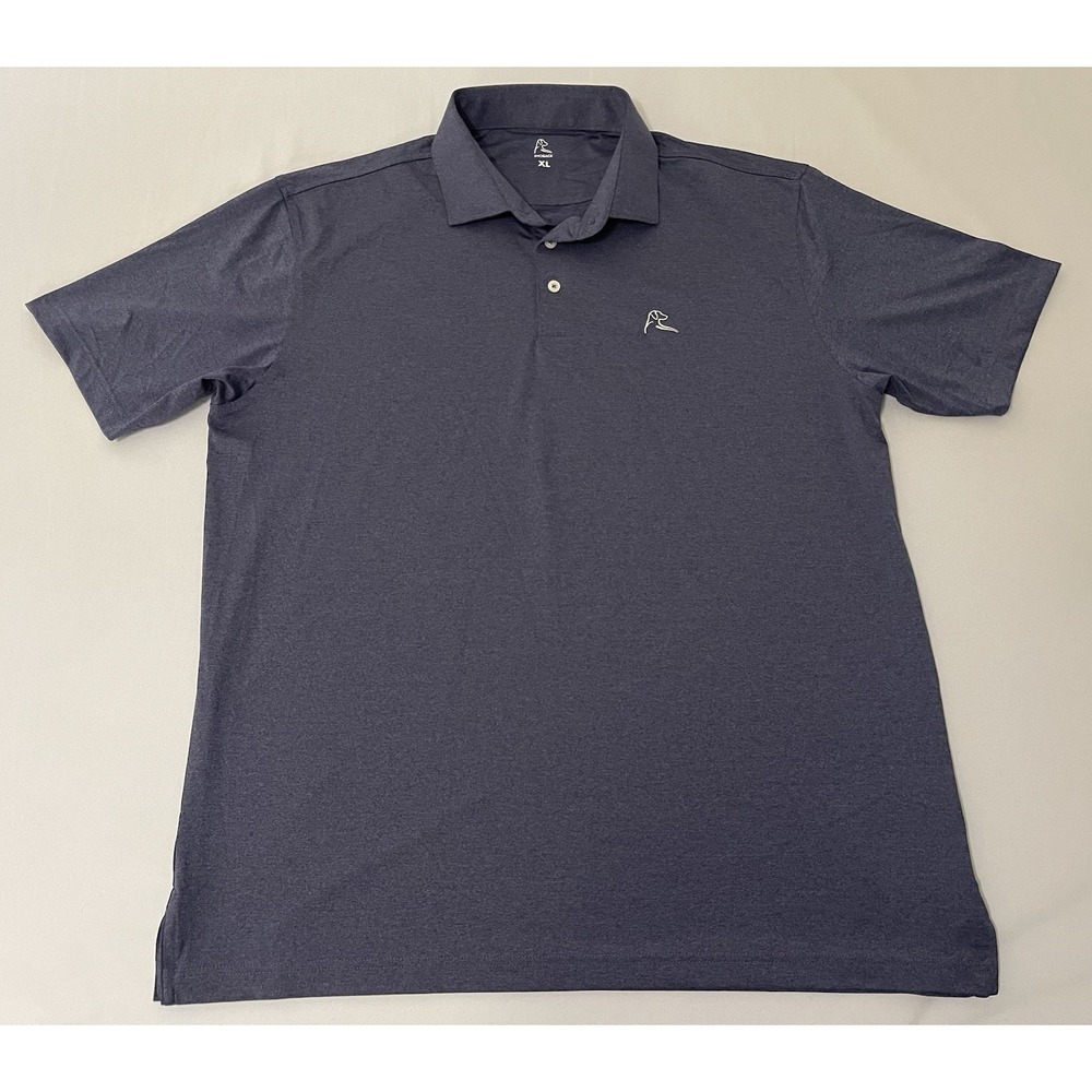 Rhoback Men's Blue Solid Short Sleeve Collared Polo XL Embroidered Logo